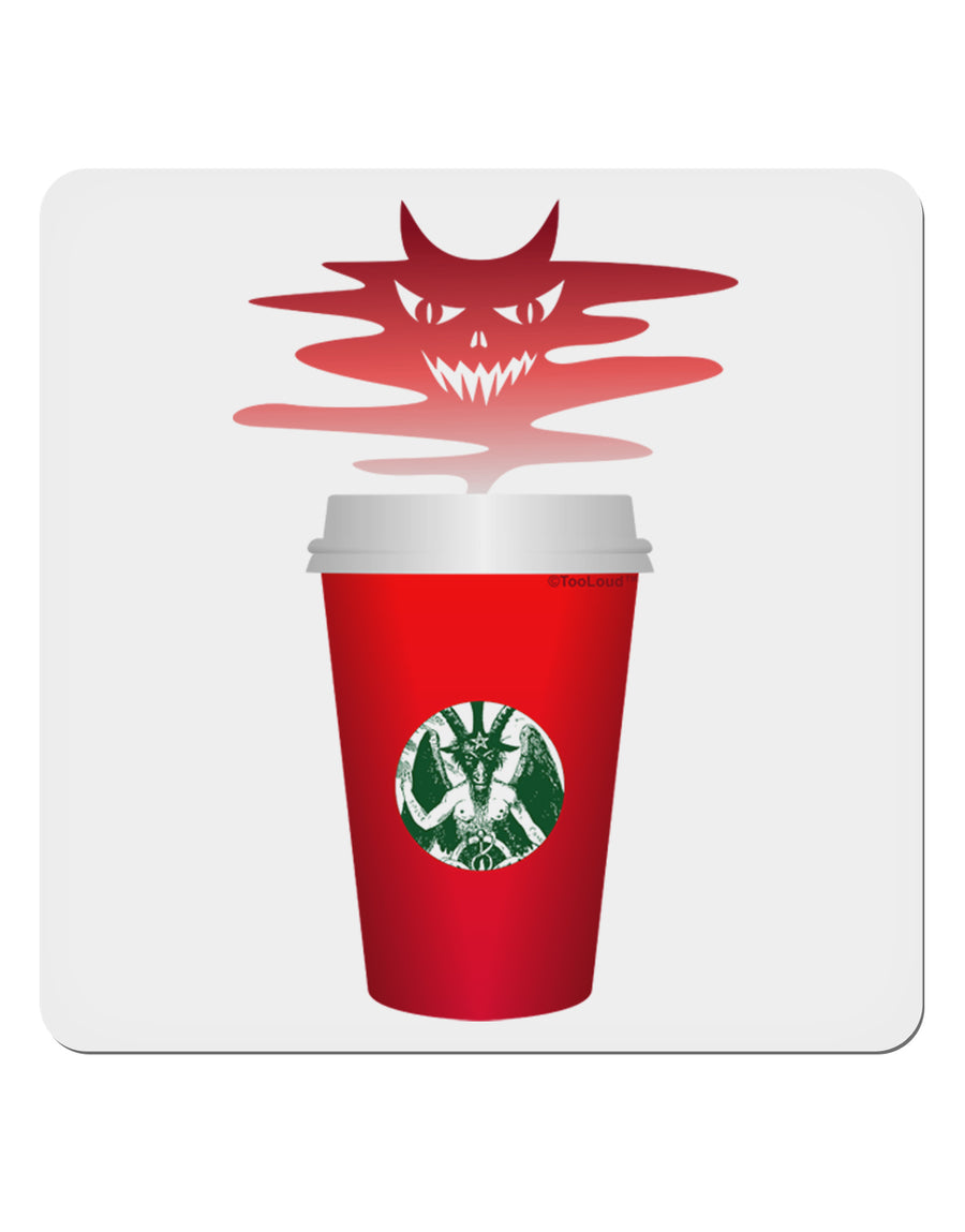 Red Cup Satan Coffee 4x4&#x22; Square Sticker-Stickers-TooLoud-1-Davson Sales