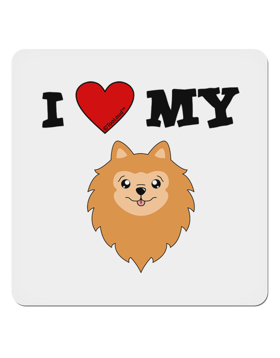 I Heart My - Cute Pomeranian Dog 4x4&#x22; Square Sticker 4 Pieces-Stickers-TooLoud-White-Davson Sales