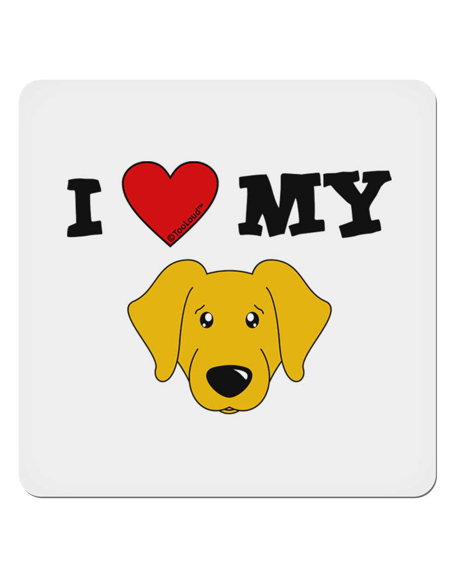 I Heart My - Cute Yellow Labrador Retriever Dog 4x4&#x22; Square Sticker 4 Pieces-Stickers-TooLoud-White-Davson Sales