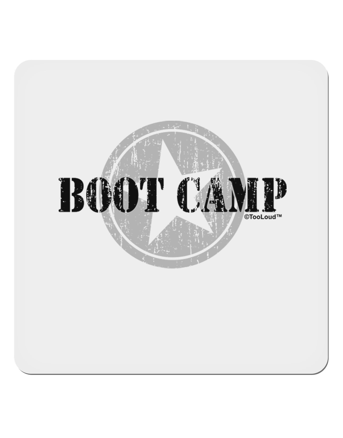 Boot Camp Distressed Text 4x4" Square Sticker 4 Pieces-Stickers-TooLoud-White-Davson Sales