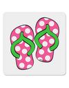 Cute Polka Dot Flip Flops - Pink and Green 4x4&#x22; Square Sticker 4 Pieces-Stickers-TooLoud-White-Davson Sales