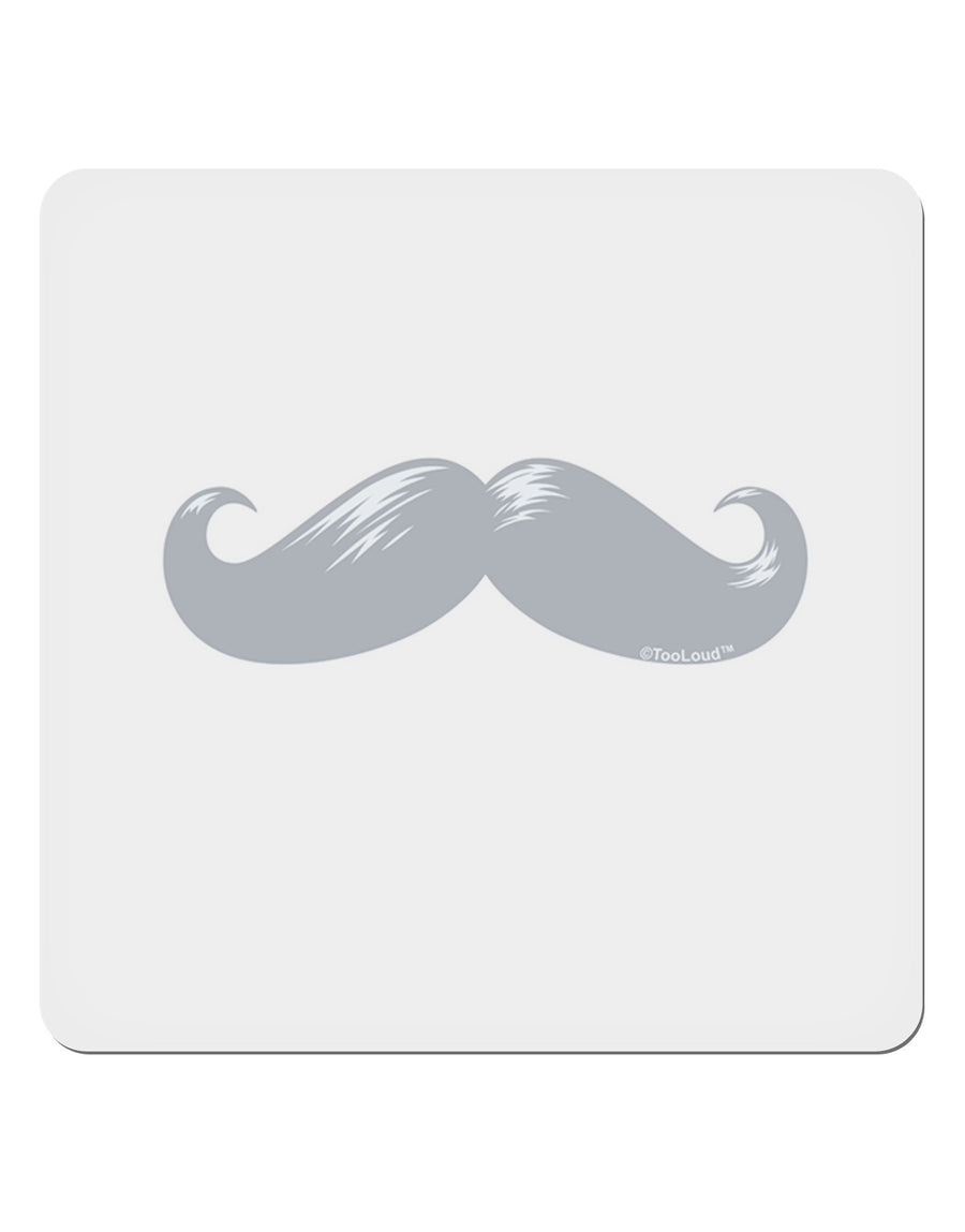 Big Silver White Mustache 4x4&#x22; Square Sticker 4 Pieces-Stickers-TooLoud-White-Davson Sales