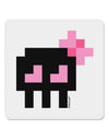 Retro 8-Bit Skull with Pink Bow 4x4&#x22; Square Sticker 4 Pieces-Stickers-TooLoud-White-Davson Sales