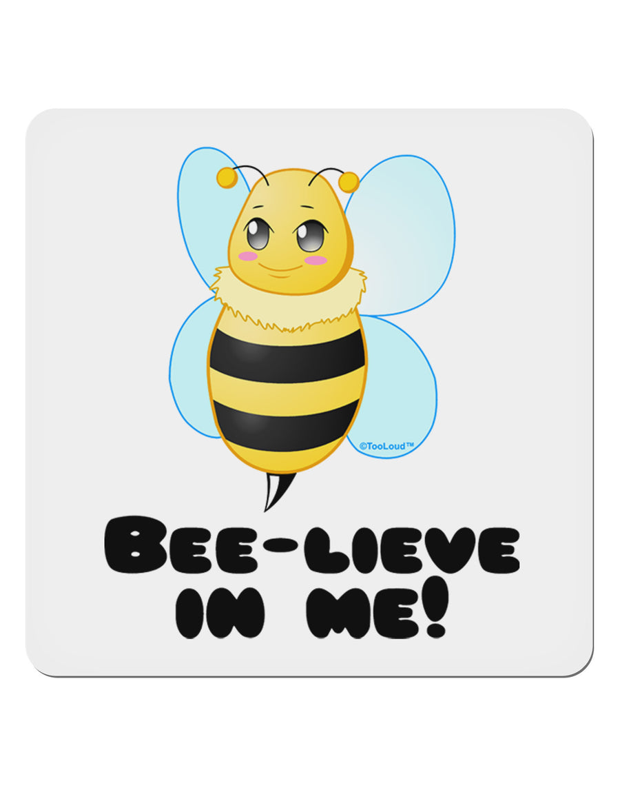 Bee-lieve In Me 4x4&#x22; Square Sticker 4 Pieces-Stickers-TooLoud-White-Davson Sales