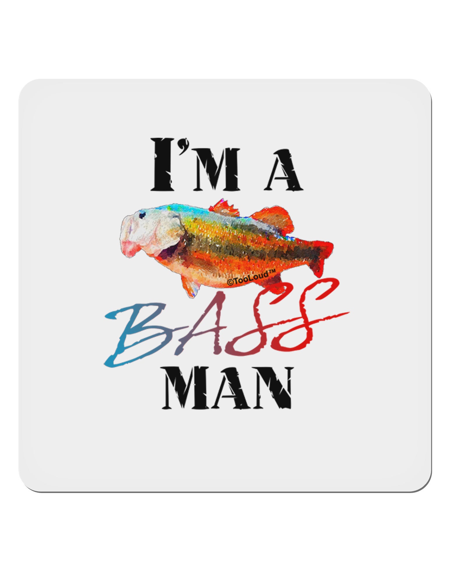I'm A Bass Man Watercolor 4x4&#x22; Square Sticker-Stickers-TooLoud-1-Davson Sales