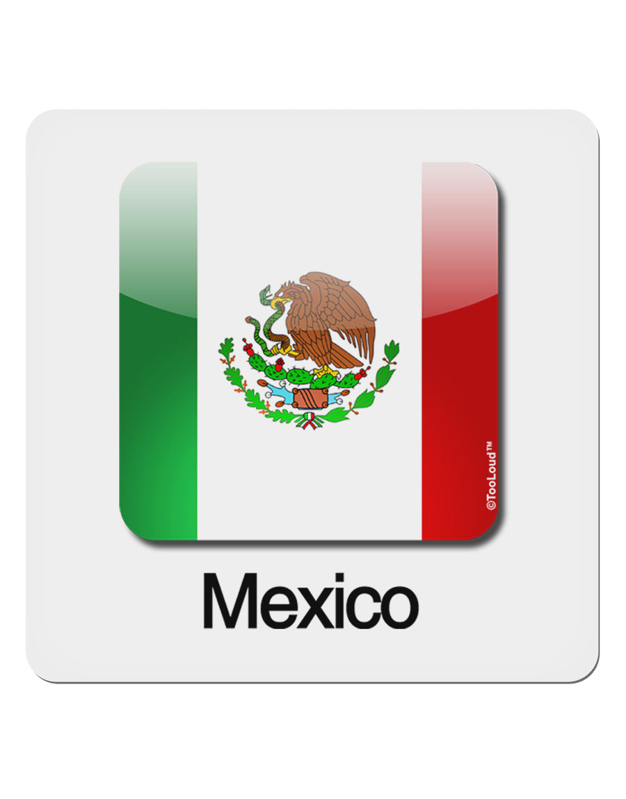 Mexican Flag App Icon - Text 4x4&#x22; Square Sticker 4 Pieces-Stickers-TooLoud-White-Davson Sales