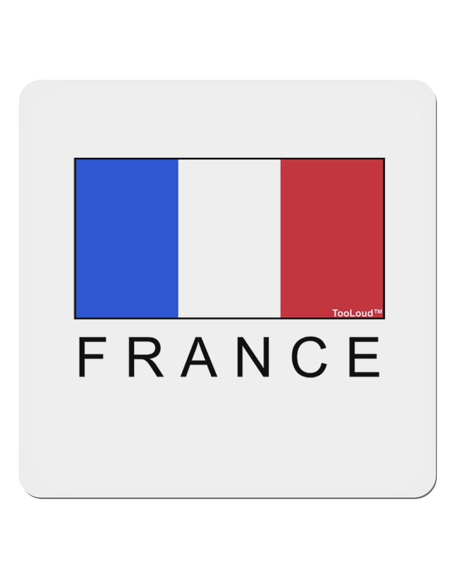 French Flag - France Text 4x4&#x22; Square Sticker 4 Pieces-Stickers-TooLoud-White-Davson Sales