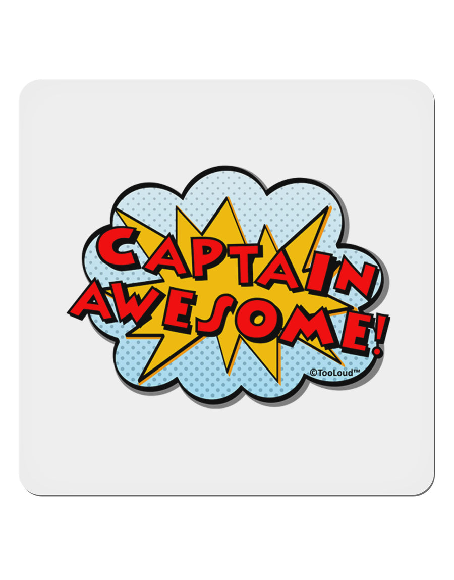 Captain Awesome - Superhero Style 4x4&#x22; Square Sticker 4 Pieces-Stickers-TooLoud-White-Davson Sales