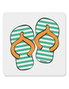 Striped Flip Flops - Teal and Orange 4x4&#x22; Square Sticker 4 Pieces-Stickers-TooLoud-White-Davson Sales