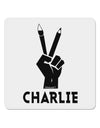 Hand Peace Sign - Charlie Design 4x4&#x22; Square Sticker 4 Pieces-Stickers-TooLoud-White-Davson Sales