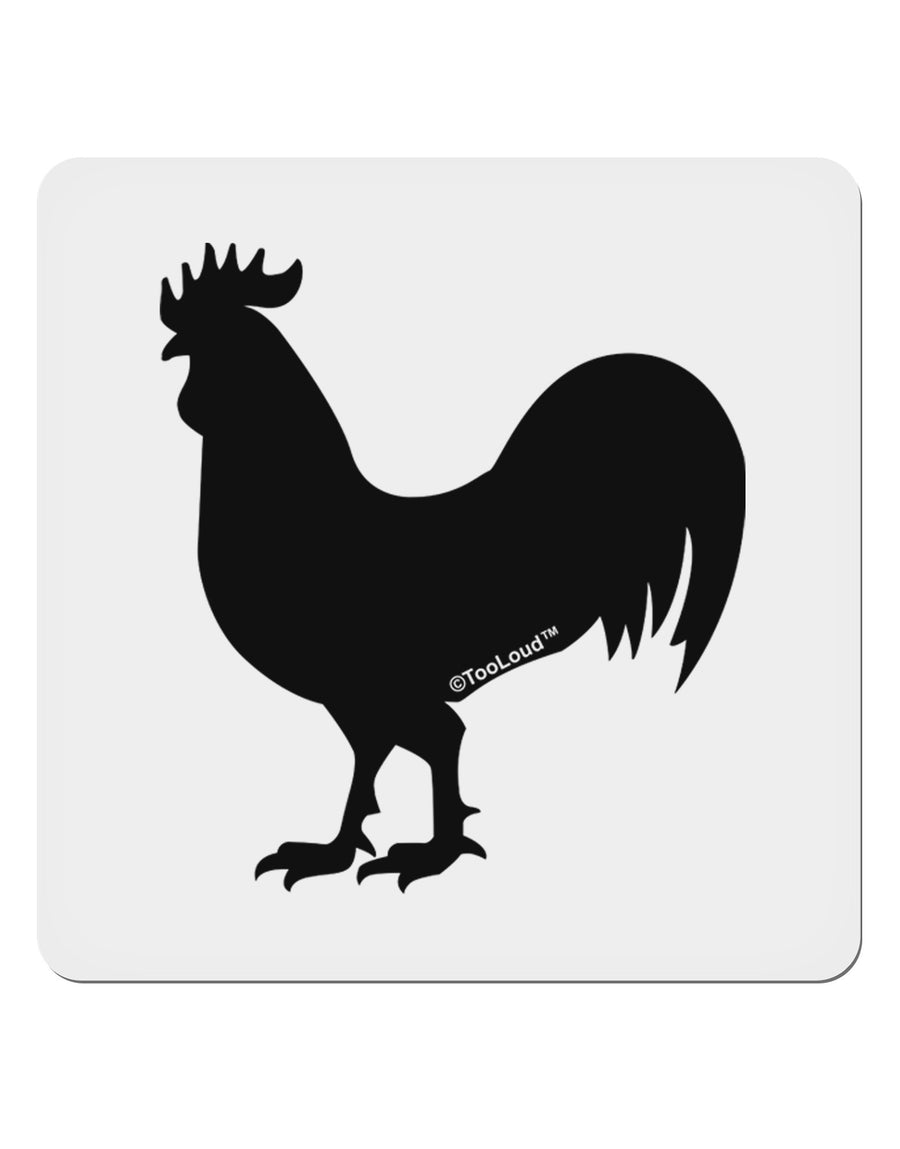 Rooster Silhouette Design 4x4&#x22; Square Sticker 4 Pieces-Stickers-TooLoud-White-Davson Sales