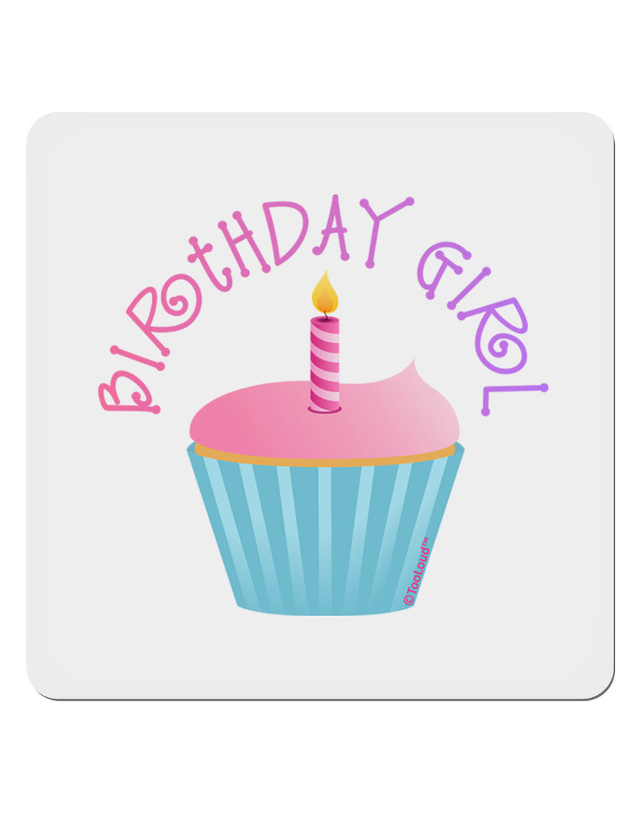 Birthday Girl - Candle Cupcake 4x4&#x22; Square Sticker 4 Pieces-Stickers-TooLoud-White-Davson Sales