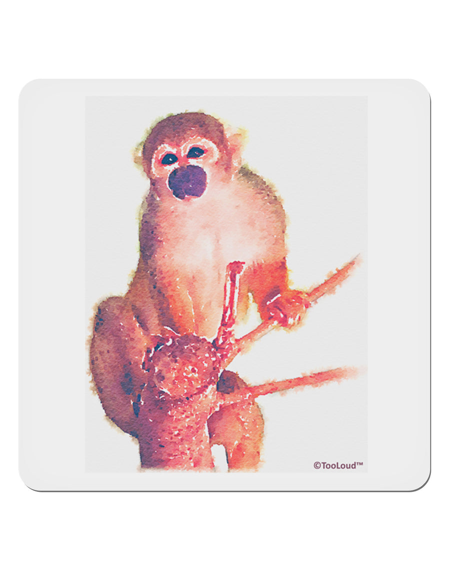 Monkey in Tree Watercolor 4x4&#x22; Square Sticker 4 Pieces-Stickers-TooLoud-White-Davson Sales