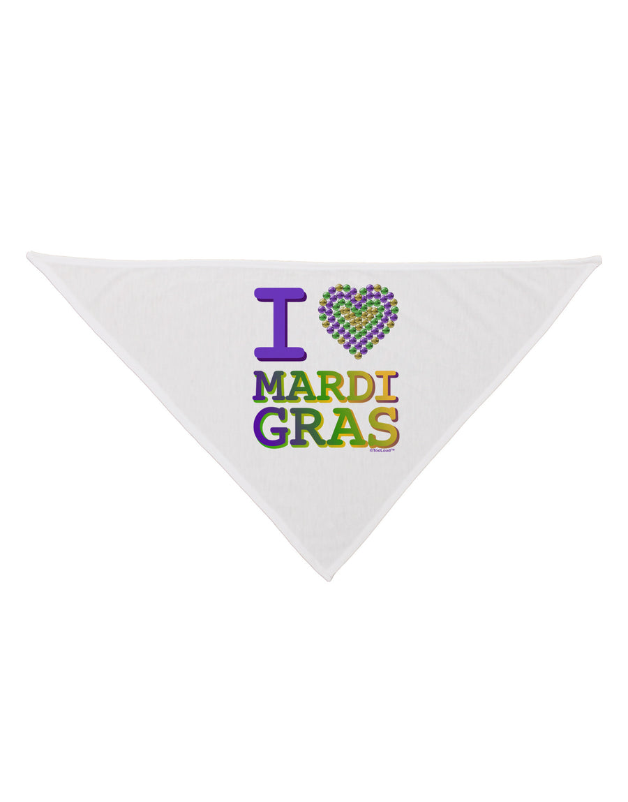 I Love Heart Mardi Gras Dog Bandana 26-Dog Bandana-TooLoud-White-One-Size-Fits-Most-Davson Sales