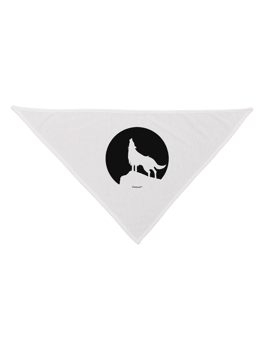 Wolf Howling at the Moon - Design #1 Dog Bandana 26 by TooLoud-Dog Bandana-TooLoud-White-One-Size-Fits-Most-Davson Sales