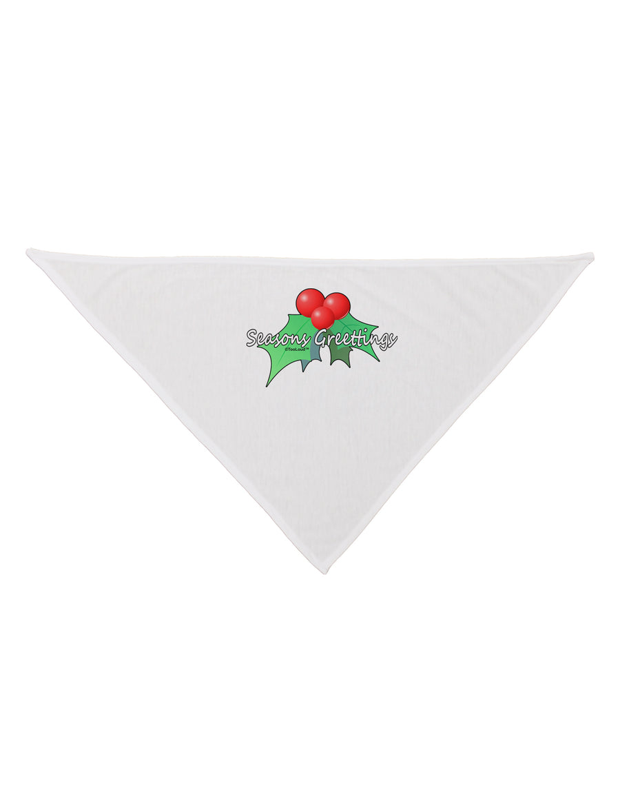 Holly Seasons Greetings Text Dog Bandana 26 by TooLoud-Dog Bandana-TooLoud-White-One-Size-Fits-Most-Davson Sales