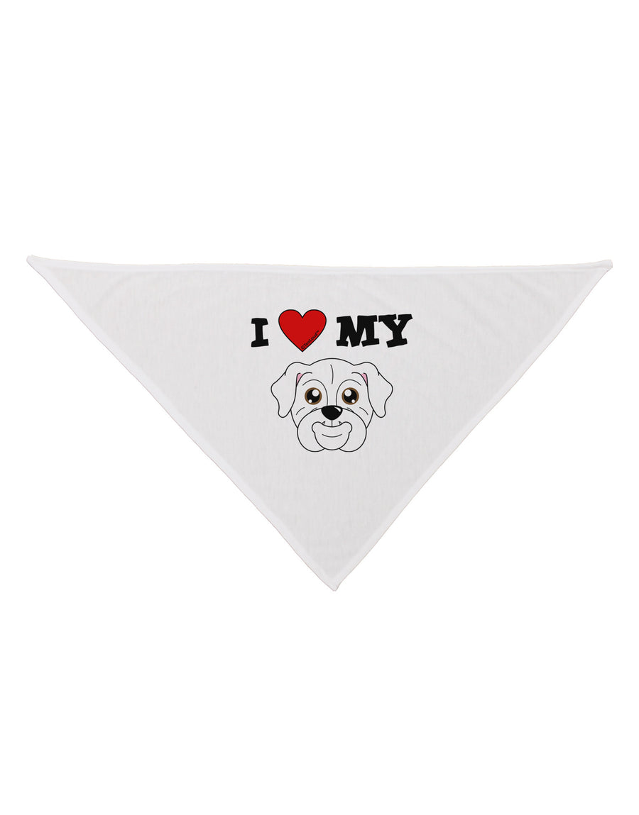 I Heart My - Cute Bulldog - White Dog Bandana 26 by TooLoud-Dog Bandana-TooLoud-White-One-Size-Fits-Most-Davson Sales