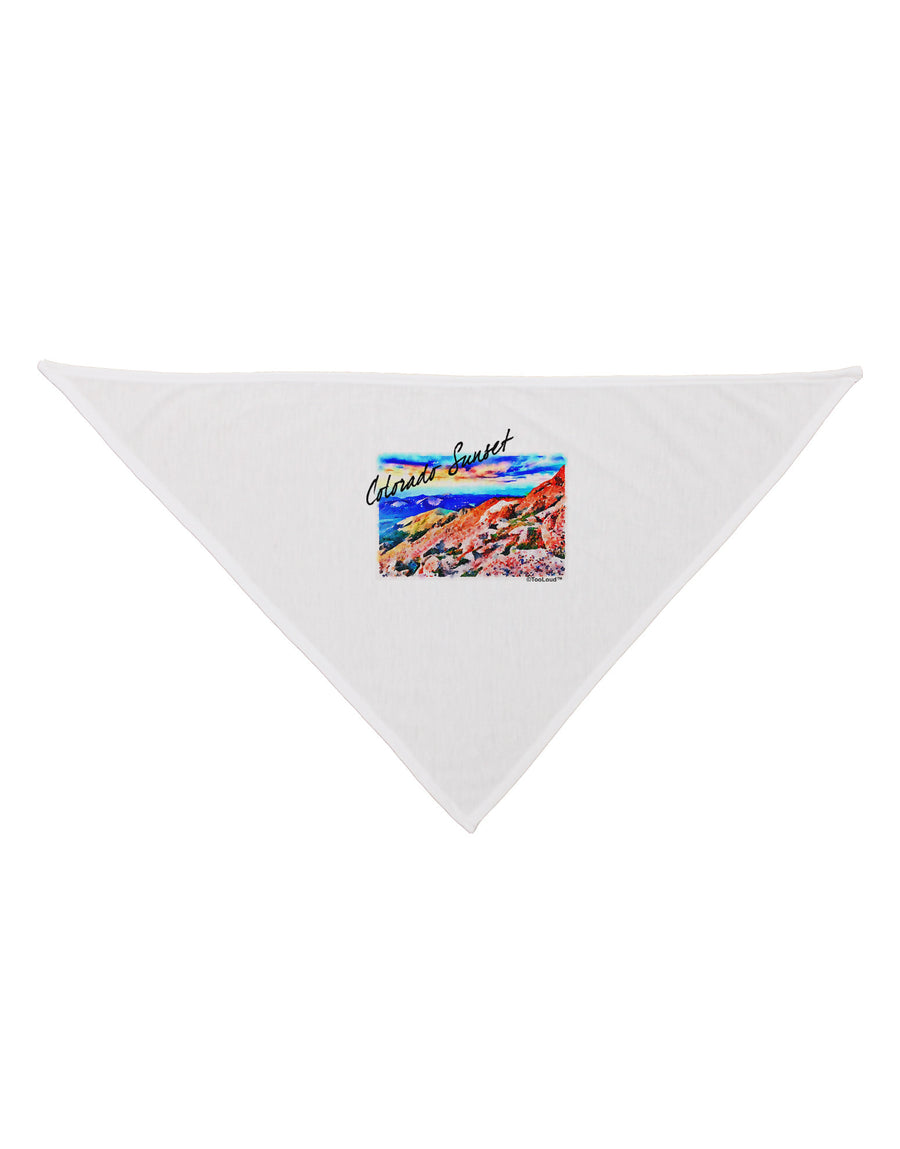 Colorado Mtn Sunset Bold WaterColor Dog Bandana 26-Dog Bandana-TooLoud-White-One-Size-Fits-Most-Davson Sales