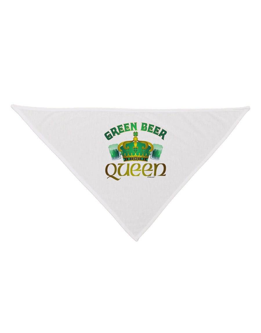 Green Beer Queen Dog Bandana 26-Dog Bandana-TooLoud-White-One-Size-Fits-Most-Davson Sales