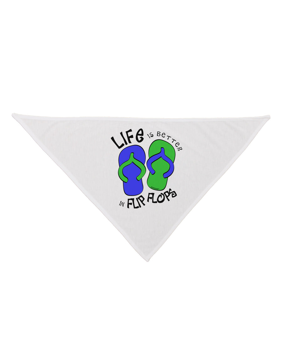 Life is Better in Flip Flops - Blue and Green Dog Bandana 26-Dog Bandana-TooLoud-White-One-Size-Fits-Most-Davson Sales