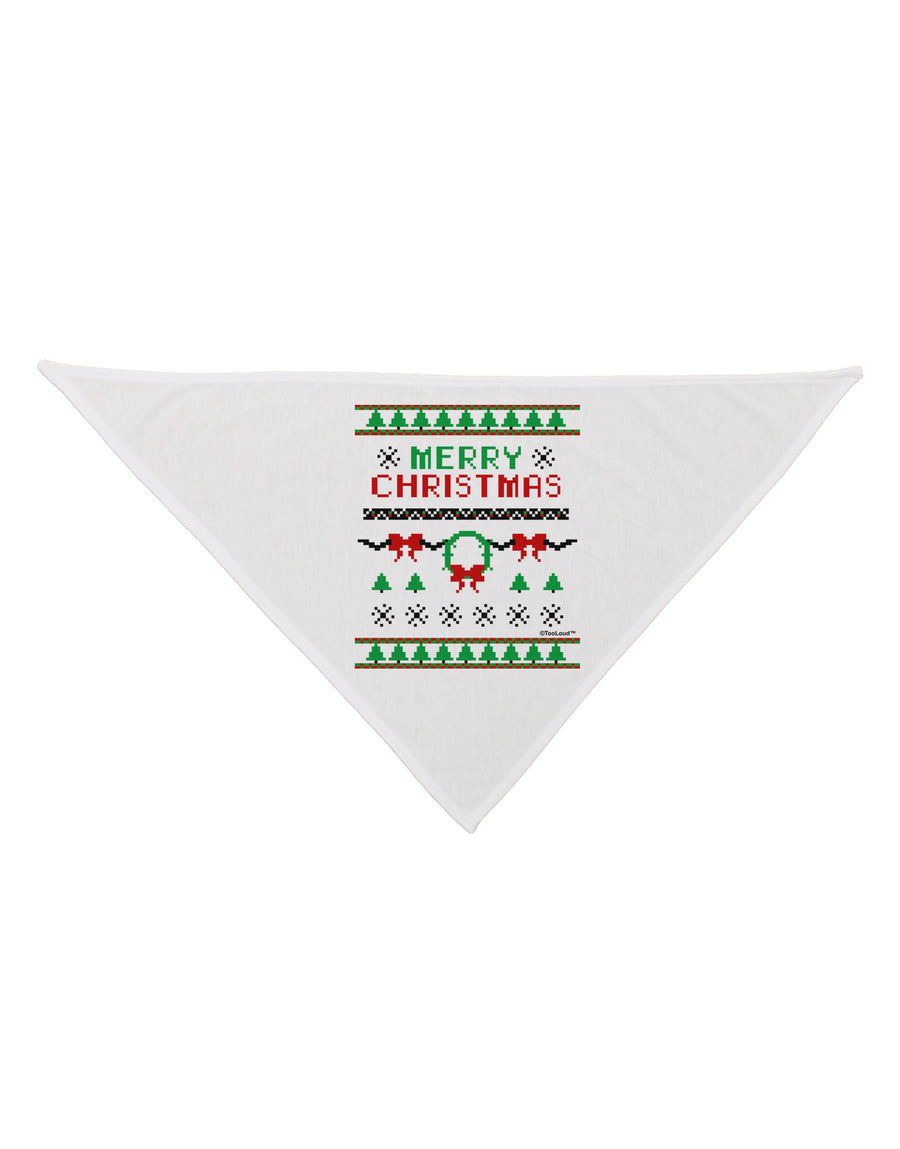 Merry Christmas Ugly Christmas Sweater Dog Bandana 26-Dog Bandana-TooLoud-White-One-Size-Fits-Most-Davson Sales