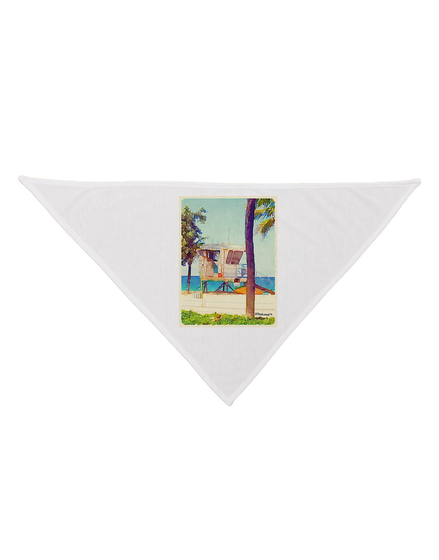 Lifeguard Station Watercolor Dog Bandana 26-Dog Bandana-TooLoud-White-One-Size-Fits-Most-Davson Sales