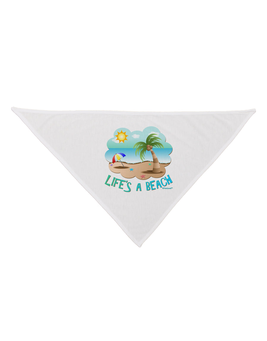 Fun Summer Beach Scene - Life's a Beach Dog Bandana 26 by TooLoud-Dog Bandana-TooLoud-White-One-Size-Fits-Most-Davson Sales