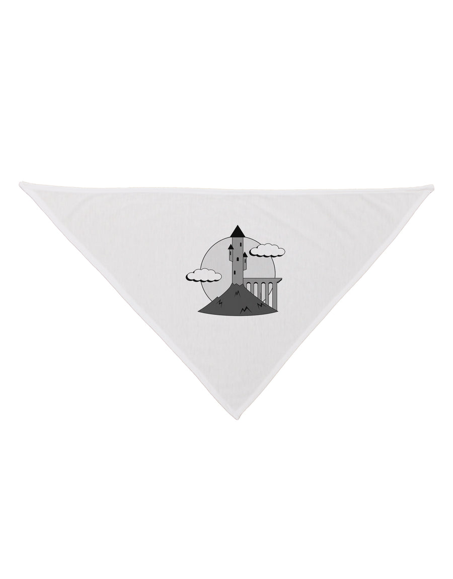 Moonlit Wizard Tower - Grayscale Dog Bandana 26-Dog Bandana-TooLoud-White-One-Size-Fits-Most-Davson Sales