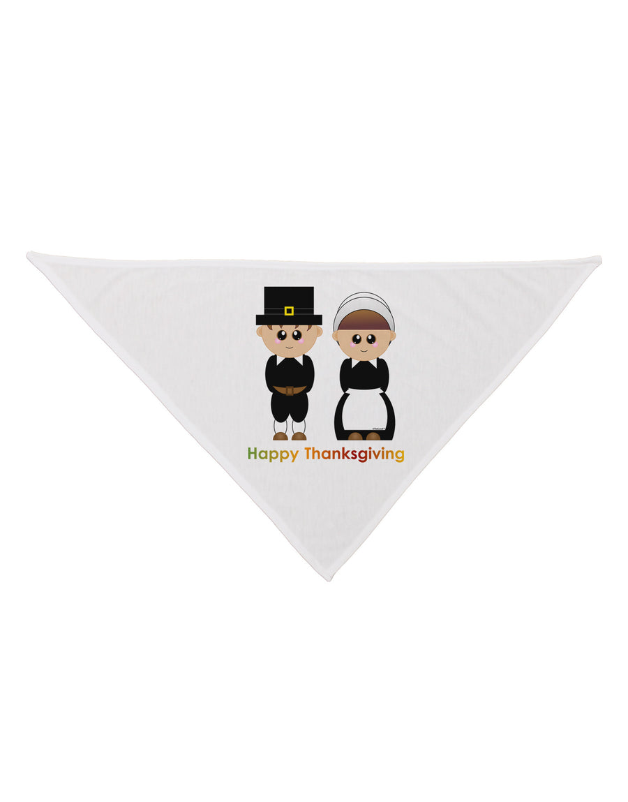 Cute Pilgrim Couple Happy Thanksgiving Dog Bandana 26-Dog Bandana-TooLoud-White-One-Size-Fits-Most-Davson Sales
