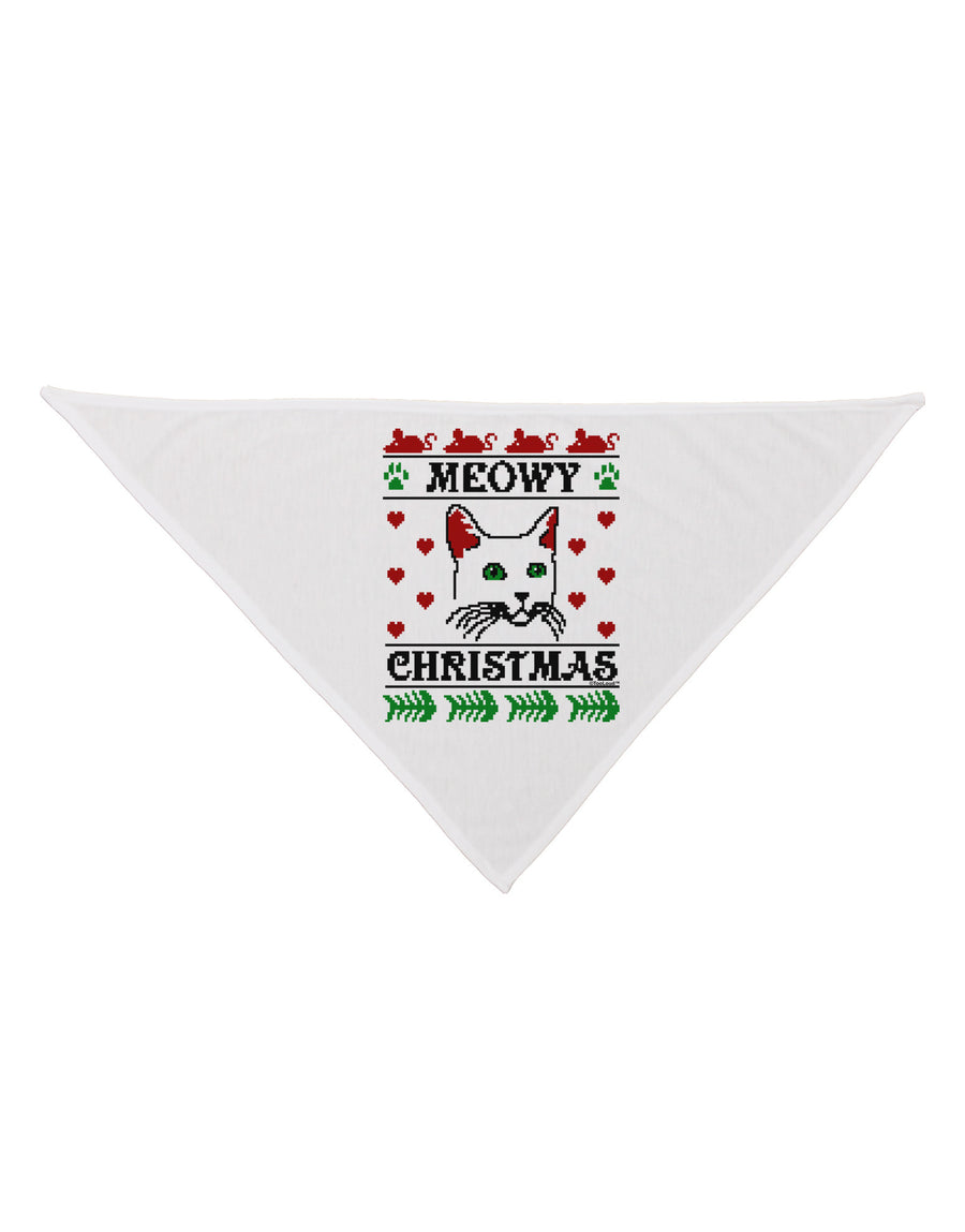 Meowy Christmas Cat Knit Look Dog Bandana 26&#x22; by-Dog Bandana-TooLoud-White-One-Size-Fits-Most-Davson Sales