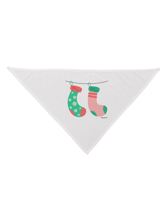 Cute Mr and Mr Christmas Couple Stockings Dog Bandana 26 by TooLoud-Dog Bandana-TooLoud-White-One-Size-Fits-Most-Davson Sales