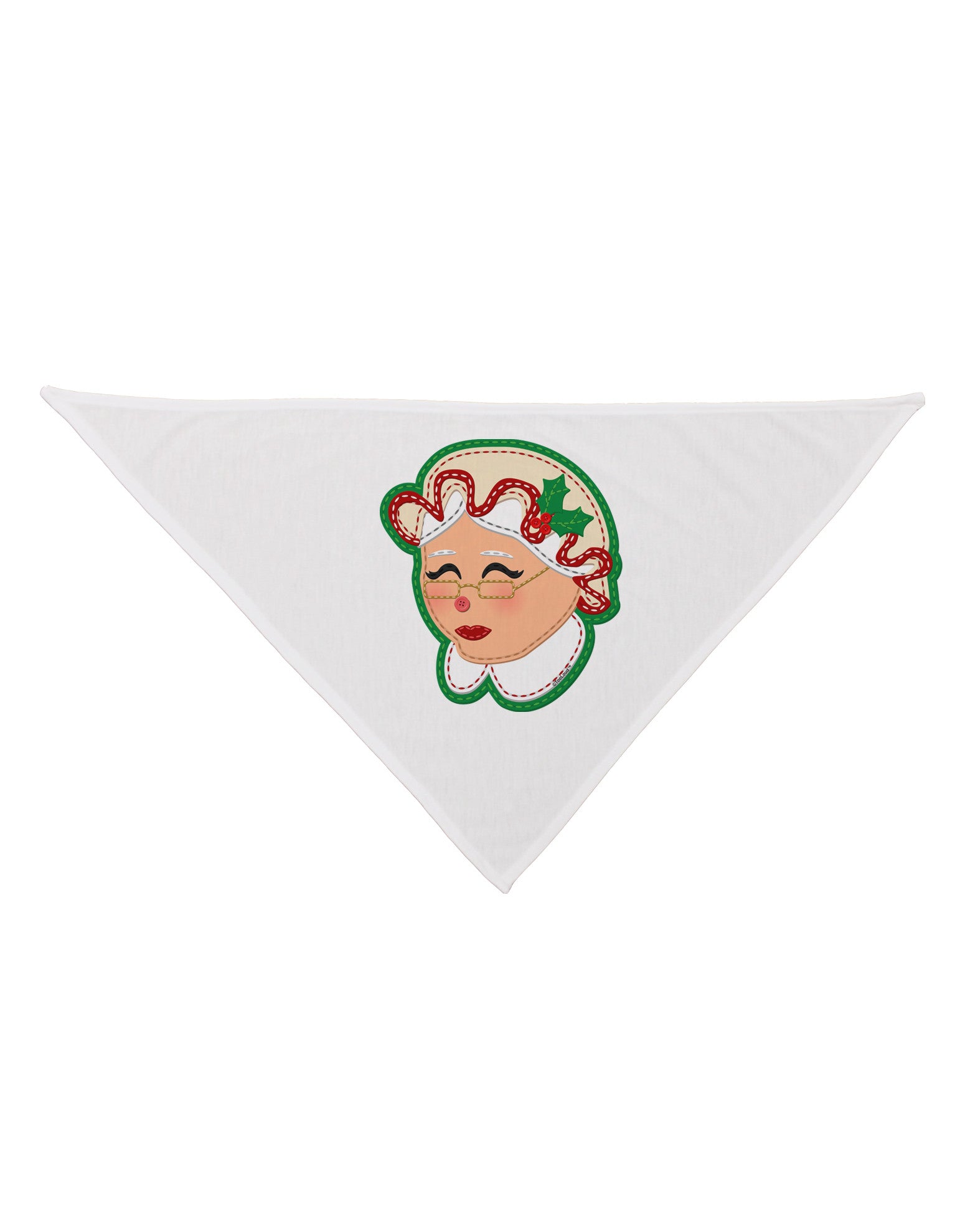 Cute Mrs Claus Face Faux Applique Dog Bandana 26-Dog Bandana-TooLoud-White-One-Size-Fits-Most-Davson Sales