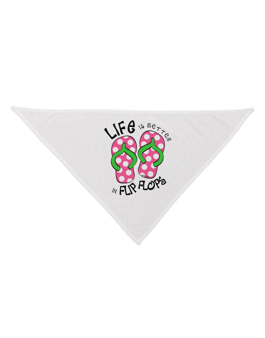 Life is Better in Flip Flops - Pink and Green Dog Bandana 26-Dog Bandana-TooLoud-White-One-Size-Fits-Most-Davson Sales