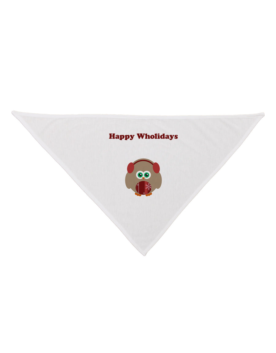 Happy Wholidays Winter Owl With Earmuffs Dog Bandana 26-Dog Bandana-TooLoud-White-One-Size-Fits-Most-Davson Sales