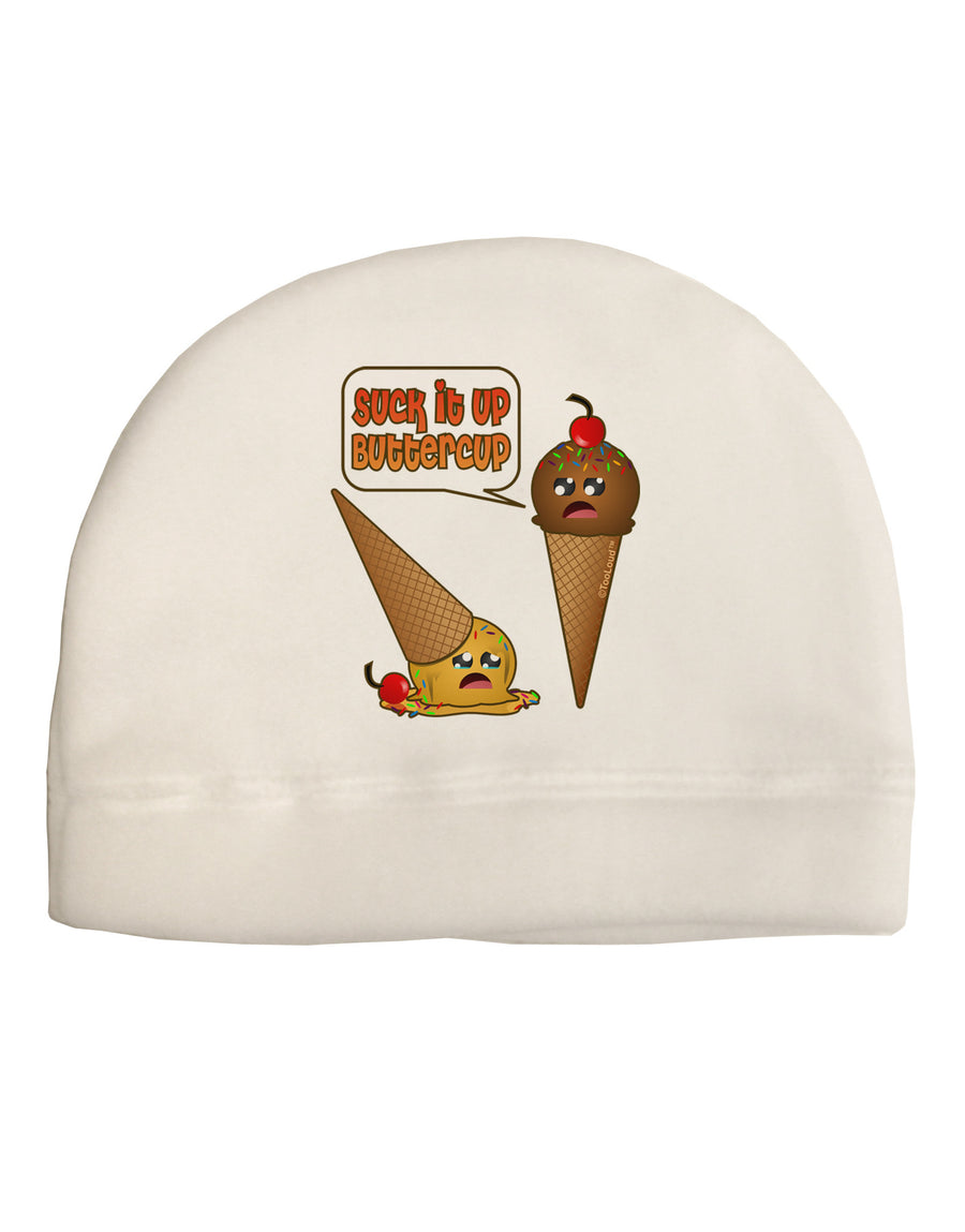 Suck It Up Buttercup Icecream Adult Fleece Beanie Cap Hat-Beanie-TooLoud-White-One-Size-Fits-Most-Davson Sales