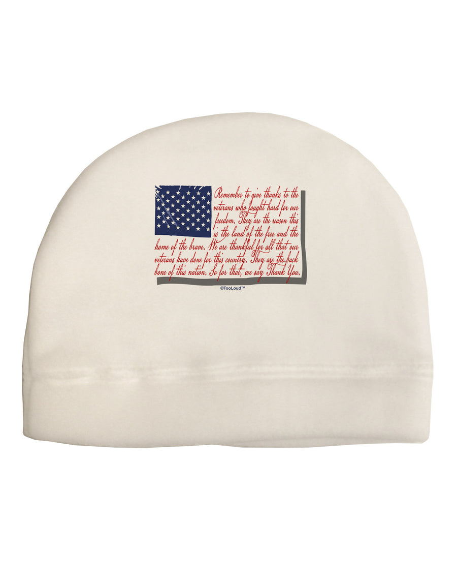 Veterans Scripted Flag Adult Fleece Beanie Cap Hat-Beanie-TooLoud-White-One-Size-Fits-Most-Davson Sales