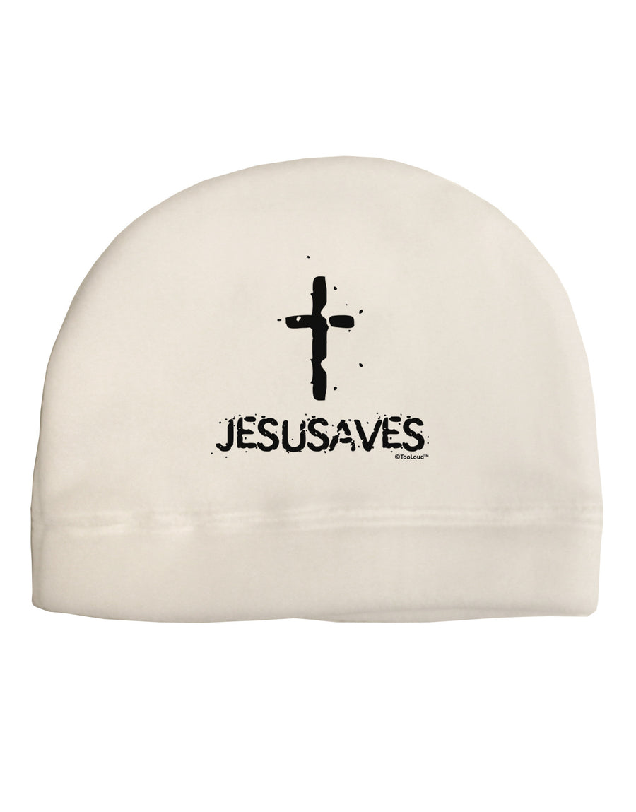 JESUSAVES - Jesus Saves Cross Design Adult Fleece Beanie Cap Hat by TooLoud-Beanie-TooLoud-White-One-Size-Fits-Most-Davson Sales