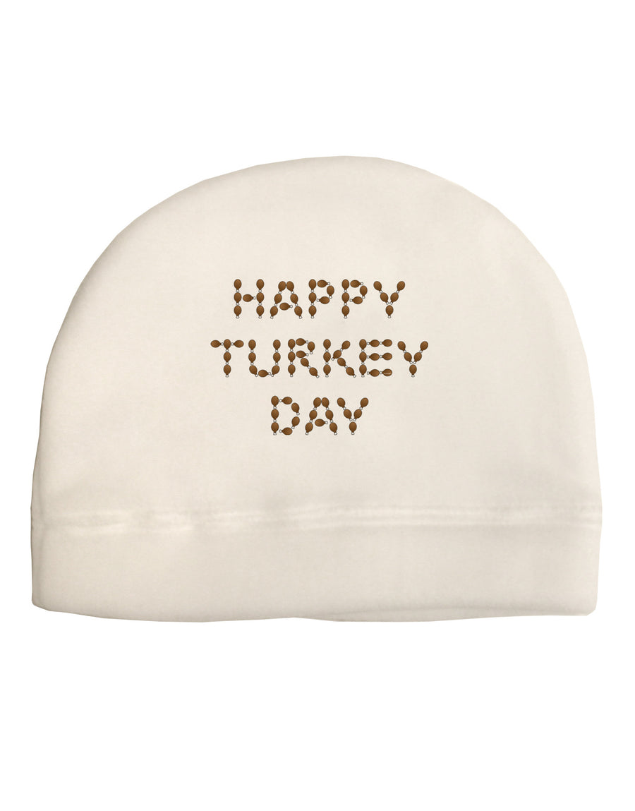 Happy Turkey Day Turkey Legs Thanksgiving Child Fleece Beanie Cap Hat-Beanie-TooLoud-White-One-Size-Fits-Most-Davson Sales