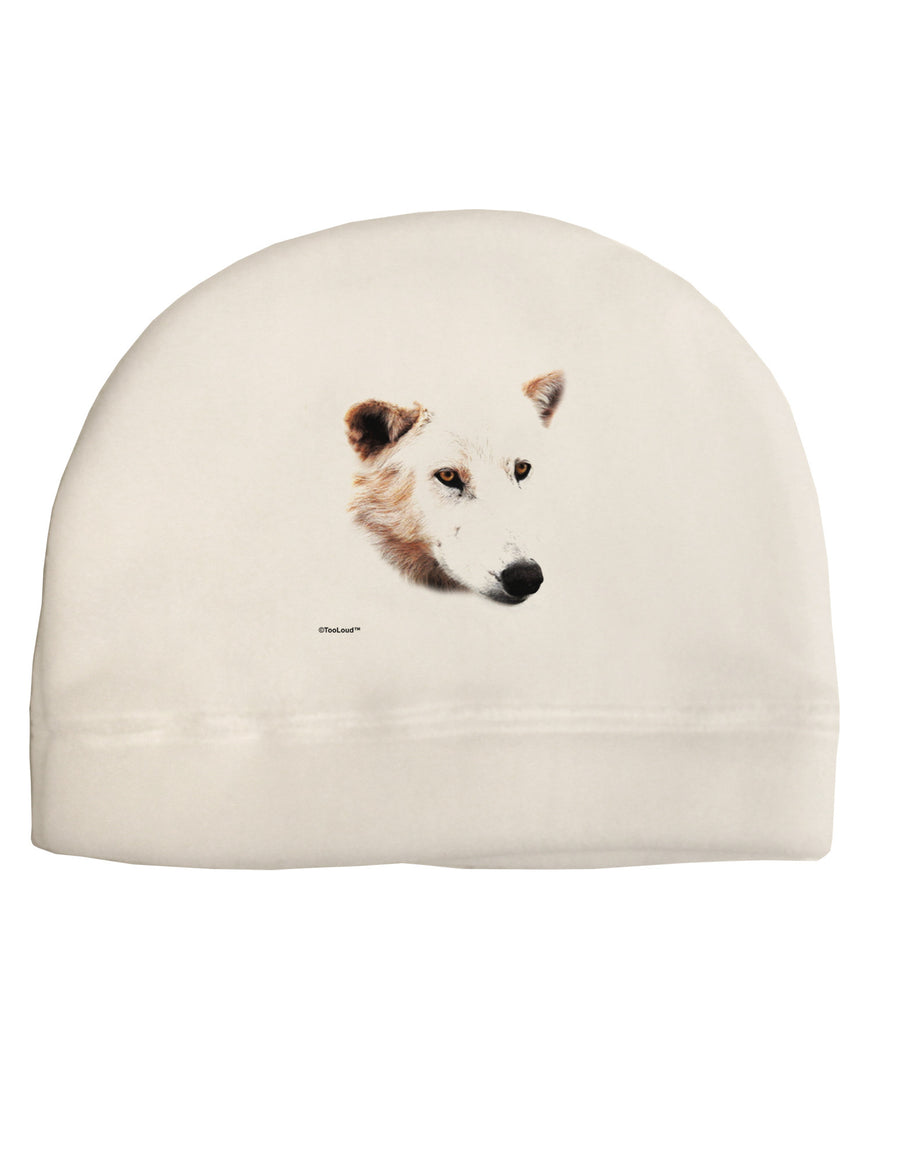 White Wolf Head Cutout Adult Fleece Beanie Cap Hat-Beanie-TooLoud-White-One-Size-Fits-Most-Davson Sales