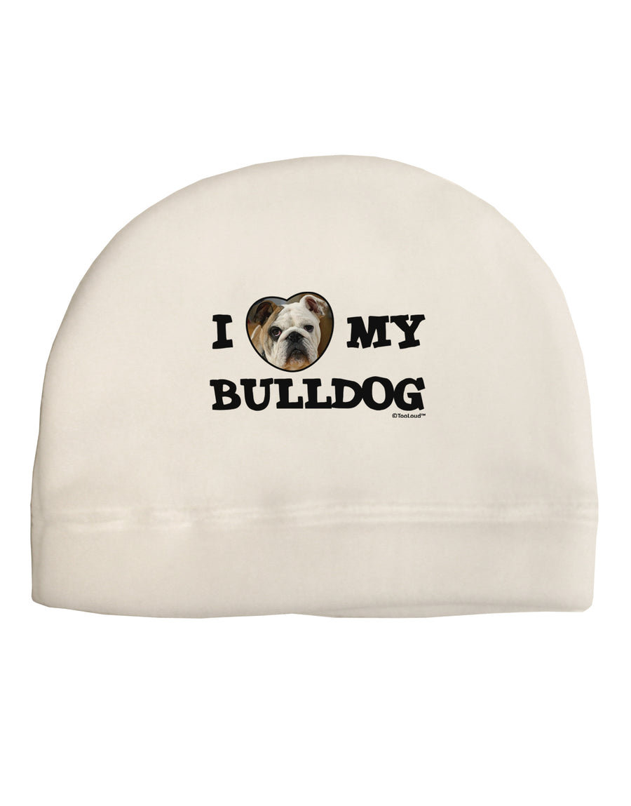 I Heart My Bulldog Adult Fleece Beanie Cap Hat by TooLoud-Beanie-TooLoud-White-One-Size-Fits-Most-Davson Sales