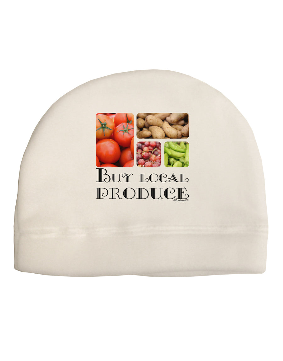 Buy Local Produce Text Adult Fleece Beanie Cap Hat-Beanie-TooLoud-White-One-Size-Fits-Most-Davson Sales