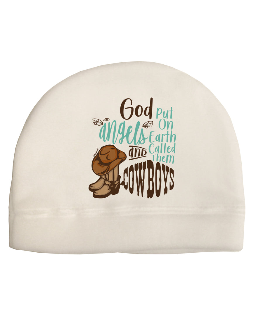 God put Angels on Earth and called them Cowboys Adult Fleece Beanie Cap Hat-Beanie-TooLoud-White-One-Size-Fits-Most-Davson Sales