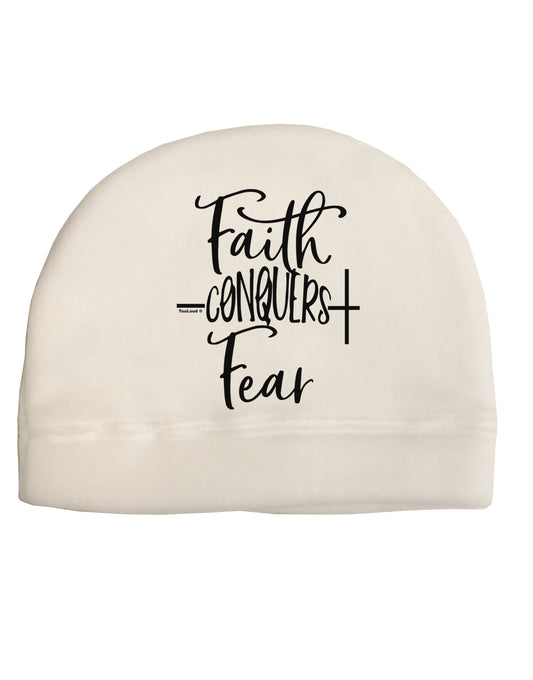 Faith Conquers Fear Child Fleece Beanie Cap Hat-Beanie-TooLoud-White-One-Size-Fits-Most-Davson Sales