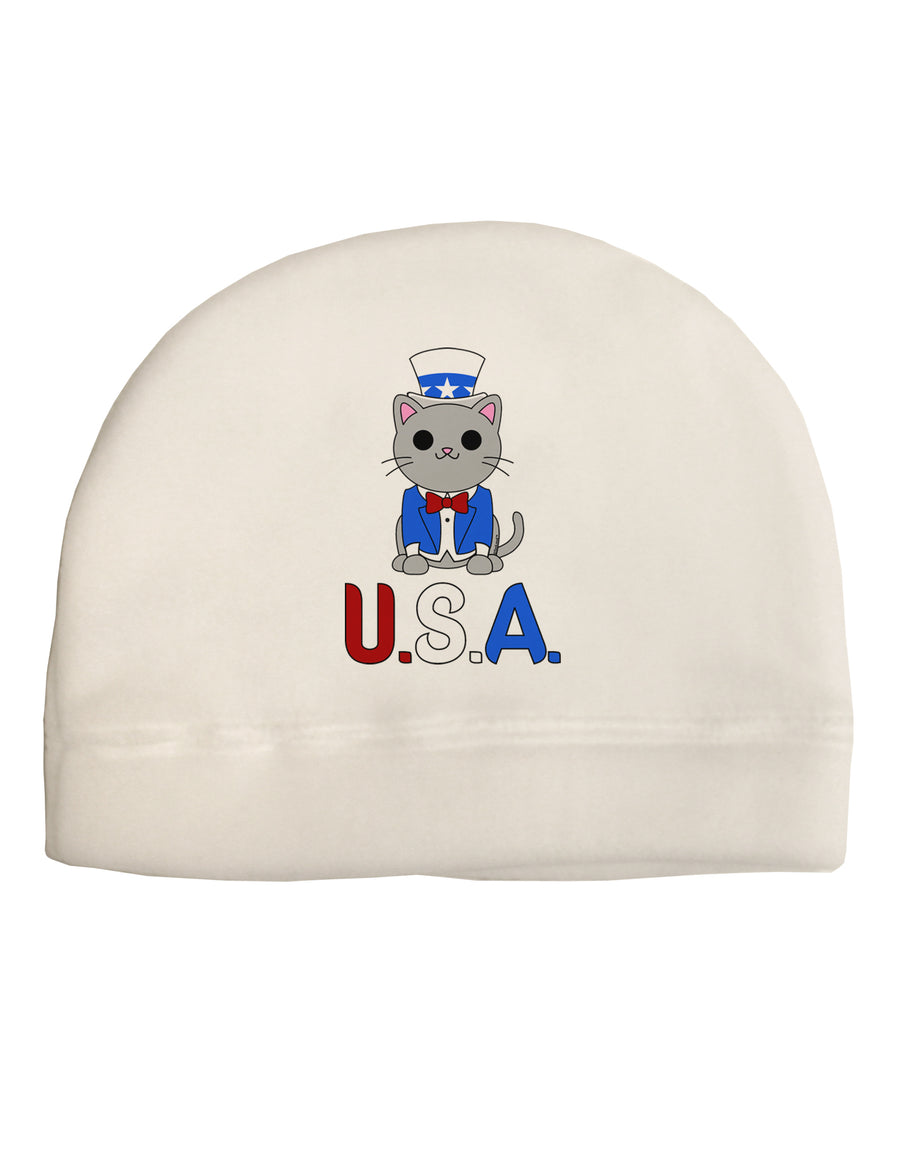 Patriotic Cat - USA Child Fleece Beanie Cap Hat by TooLoud-Beanie-TooLoud-White-One-Size-Fits-Most-Davson Sales