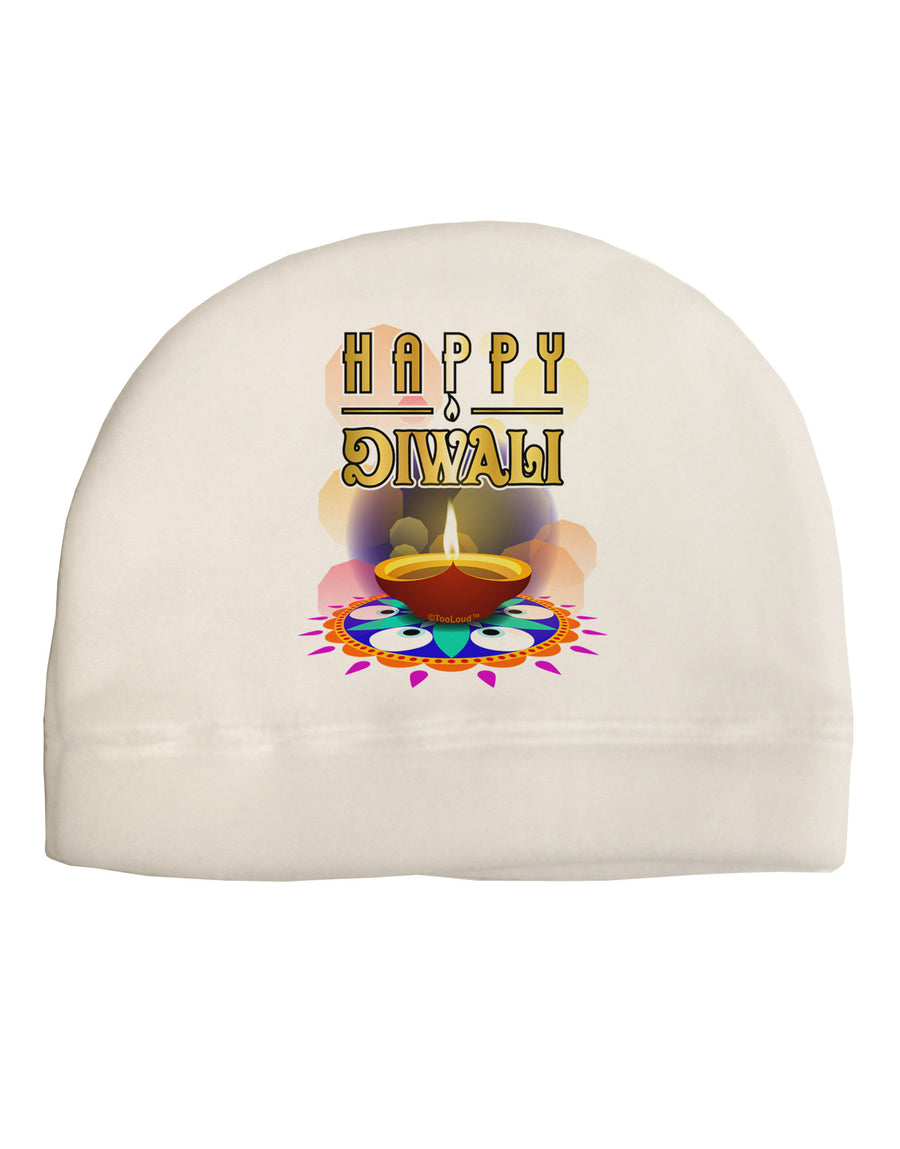 Happy Diwali - Rangoli and Diya Adult Fleece Beanie Cap Hat by-Beanie-TooLoud-White-One-Size-Fits-Most-Davson Sales