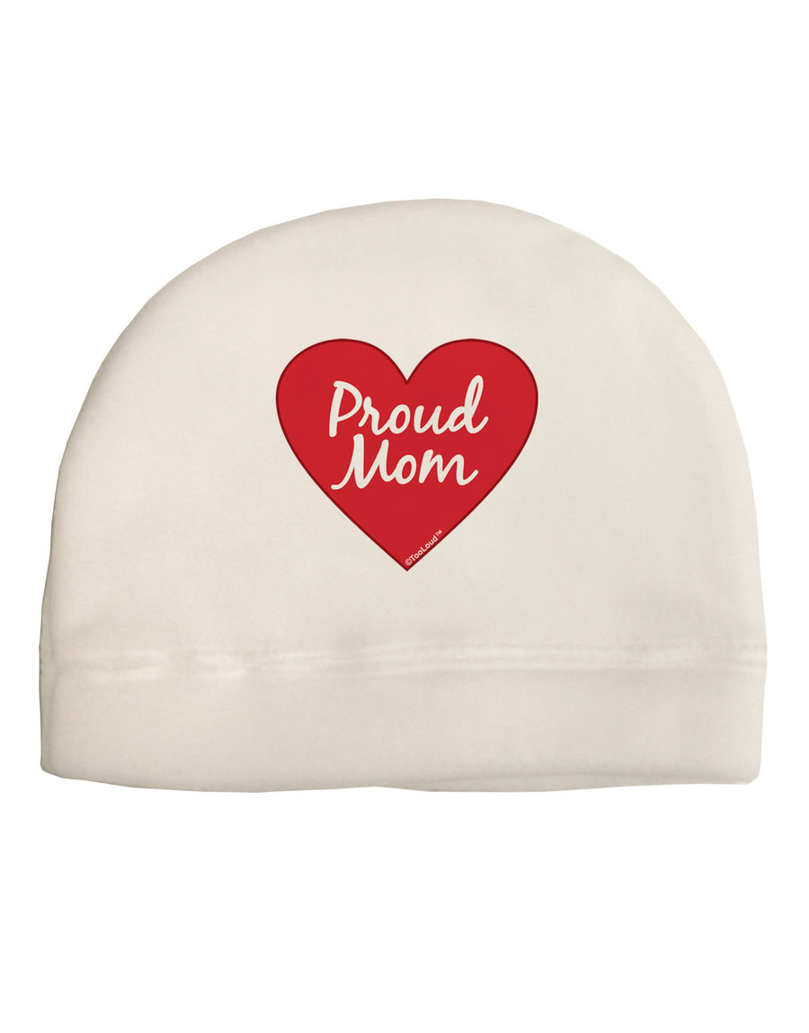 Proud Mom Heart Adult Fleece Beanie Cap Hat-Beanie-TooLoud-White-One-Size-Fits-Most-Davson Sales