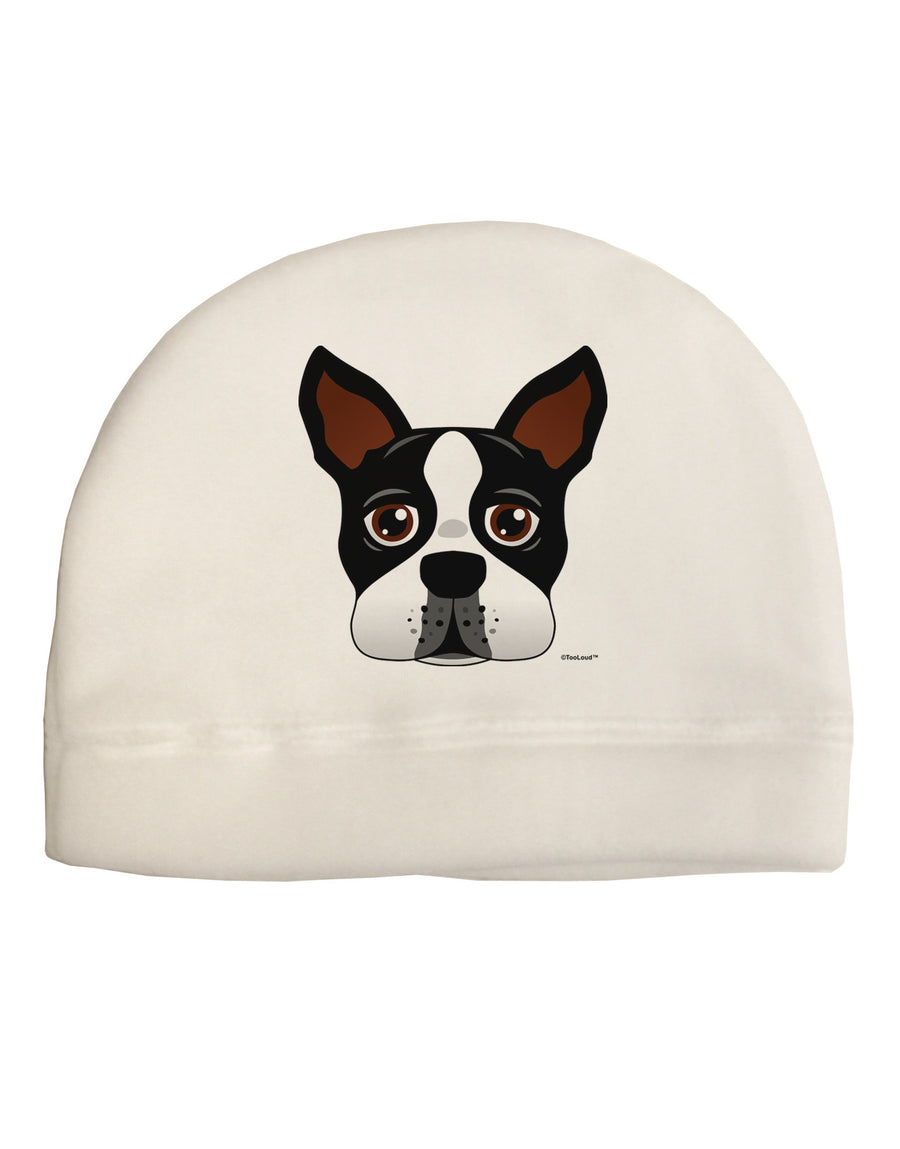 Cute Boston Terrier Dog Face Adult Fleece Beanie Cap Hat-Beanie-TooLoud-White-One-Size-Fits-Most-Davson Sales