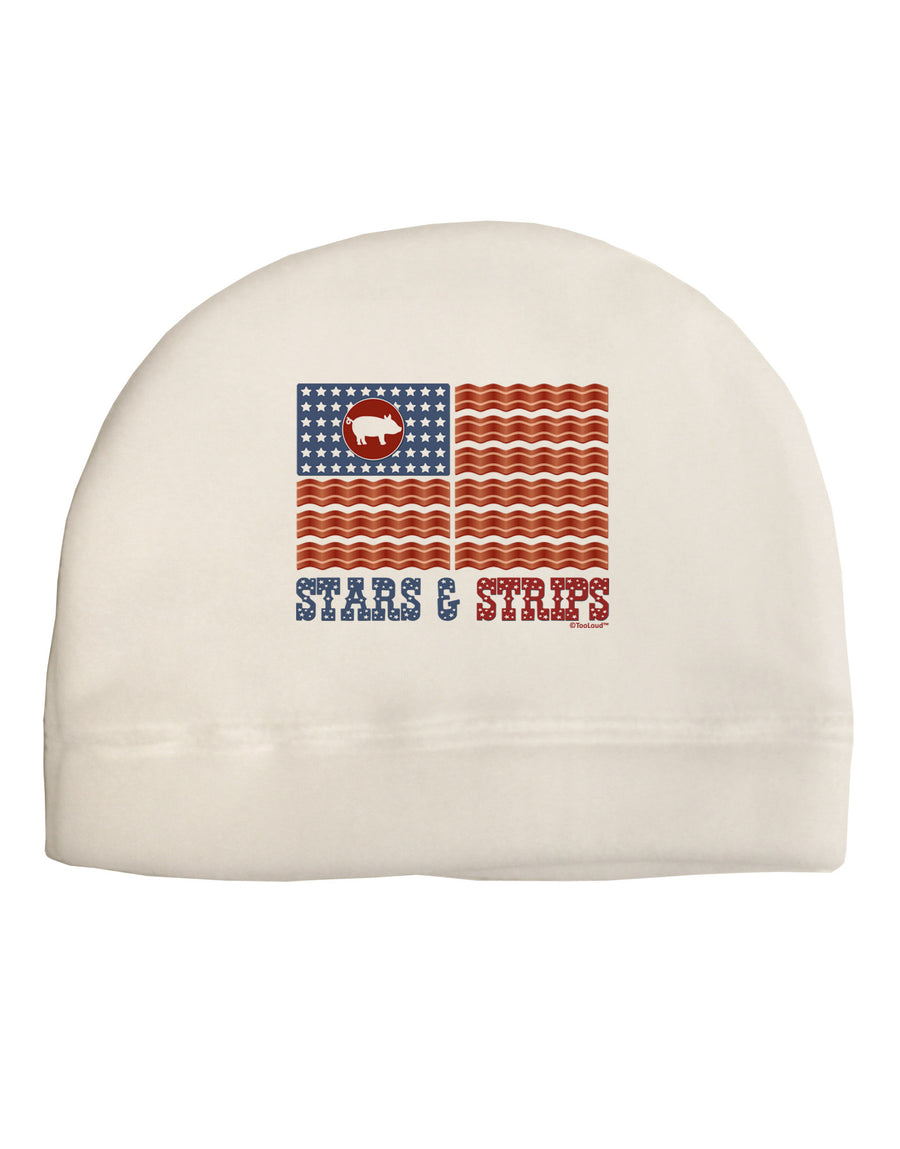 American Bacon Flag - Stars and Strips Adult Fleece Beanie Cap Hat-Beanie-TooLoud-White-One-Size-Fits-Most-Davson Sales