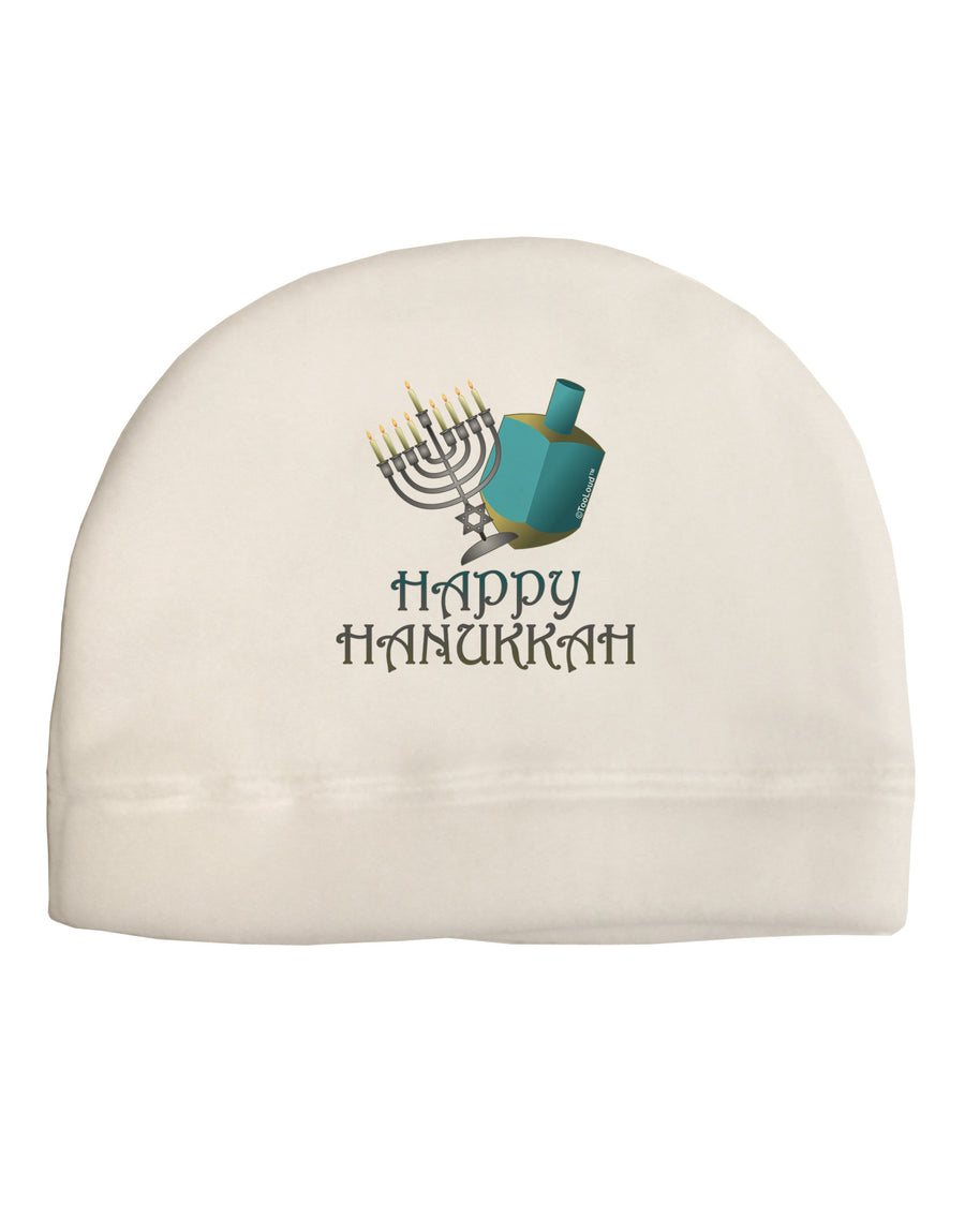 Blue & Silver Happy Hanukkah Adult Fleece Beanie Cap Hat-Beanie-TooLoud-White-One-Size-Fits-Most-Davson Sales