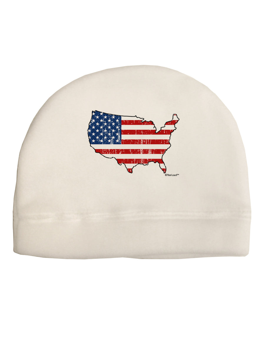 United States Cutout - American Flag Distressed Adult Fleece Beanie Cap Hat by TooLoud-Beanie-TooLoud-White-One-Size-Fits-Most-Davson Sales